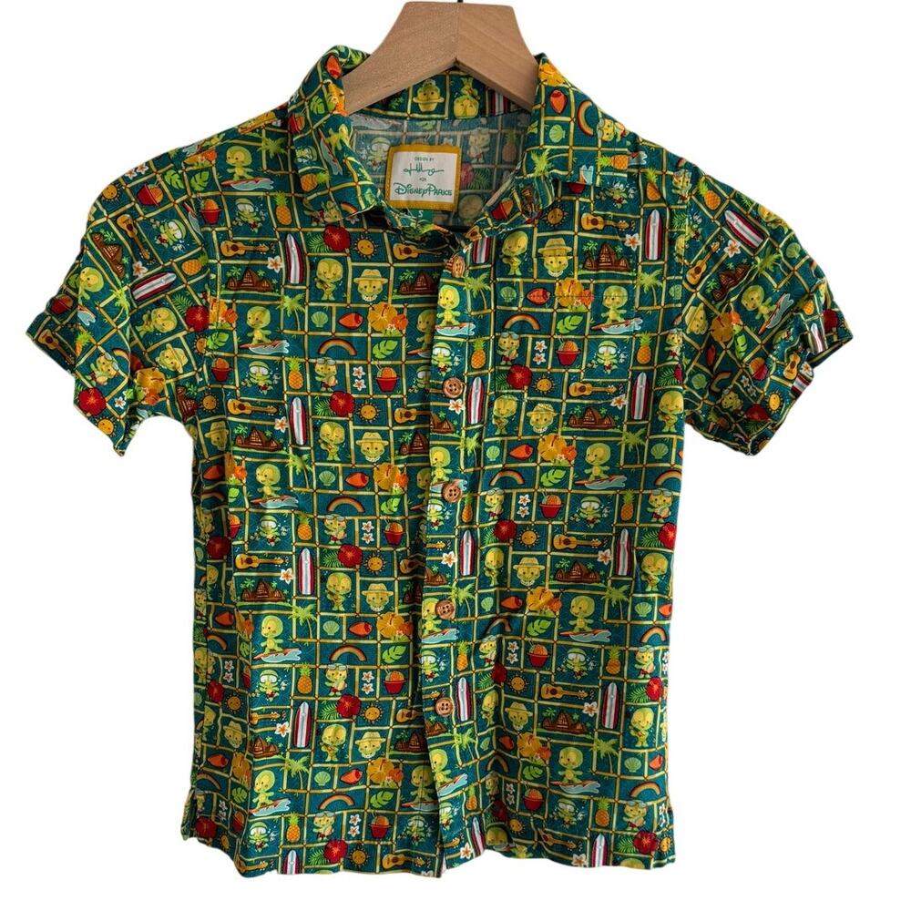 Disney Parks Boys Small Olu Mel Turtle Hawaiian Shirt Aulani Turtle Cruise